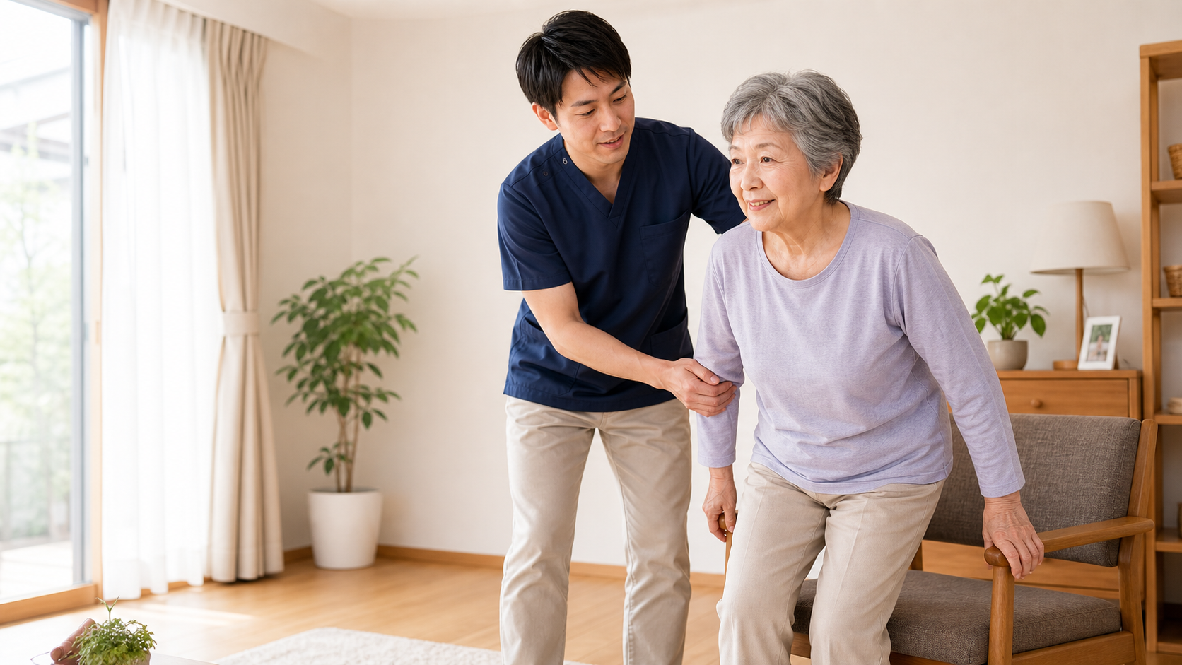 理学療法士と施術者が方針を確認する様子